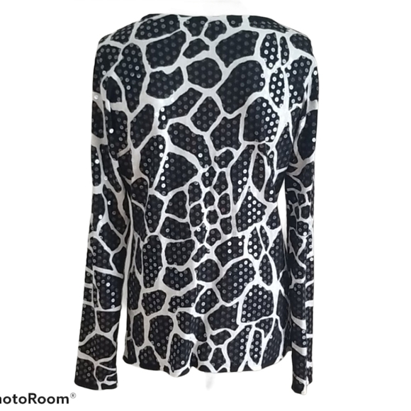 INC Giraffe black/white Sequined embellished Knit Long-sleeve Sweater, Size SP - Picture 4 of 14